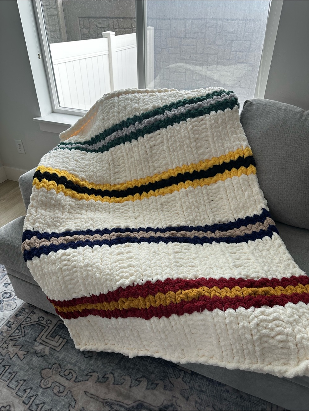 Handmade Chunky Hand-Knit Throw Blanket | Magical | Wizard | Fantasy Book Lovers